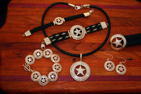 This is a Collection of Texas Star Jewelry.   We have various sizes, the smallest being smaller than a dime.  The largest the size of a Silver Dollar coin. 