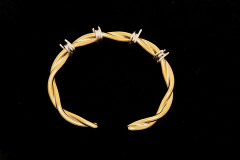 Barbed Wire Cuff Bracelet in Brass - Female -Medium
