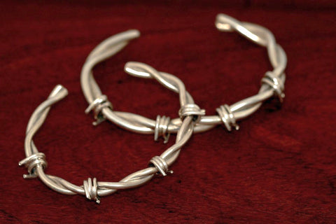 Barbed Wire Bracelet in Sterling - Female -Medium