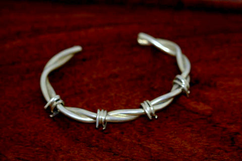 Barbed Wire Bracelet in Sterling - Male -Small