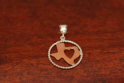 Copper Map with Heart and Sterling Rope Trim-Small