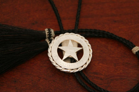 Cinco Peso Star Bolo with Rope Trim