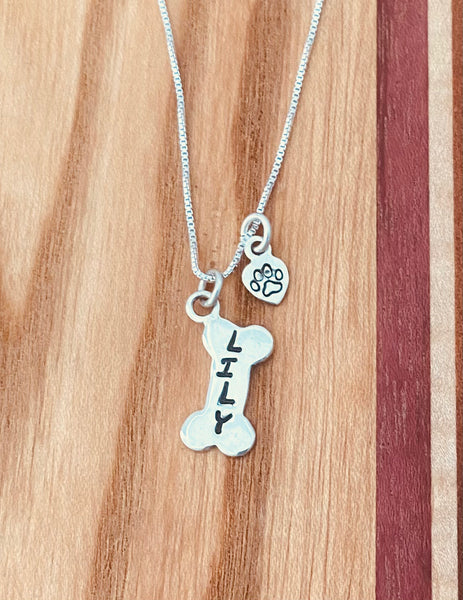 Dog Jewelry Dog Bone Necklace in Sterling Silver for a Doggie Mom