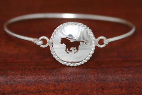 Large Running Horse Disc with Rope Trim -Charm on a Bangle Bracelet
