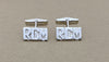 Cuff Links, Personalized with Initials-Rectangle. style made in Sterling Silver