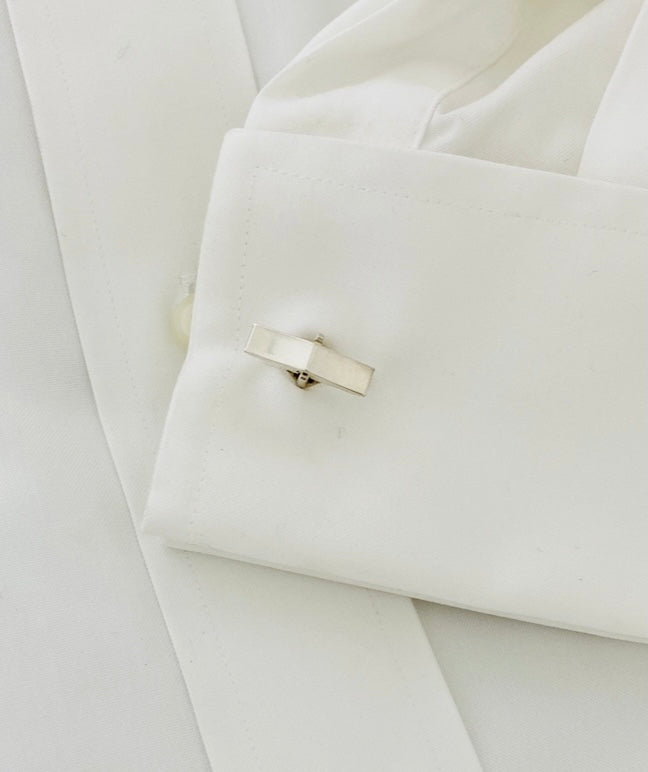 Cuff Links, Personalized with Initials-Rectangle. style made in Sterling Silver