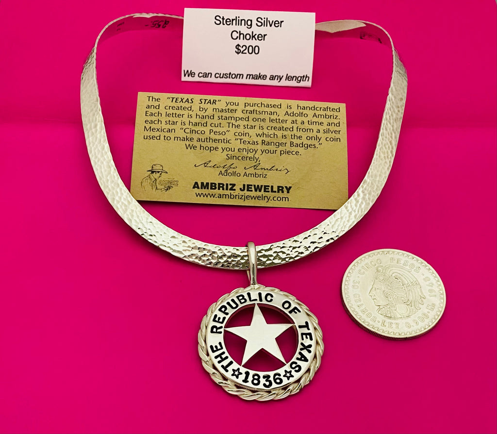 The Republic of Texas Cinco Peso Pendant with Rope Trim