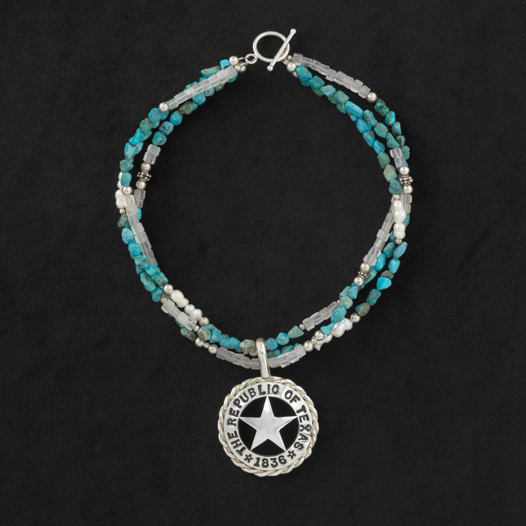 The Republic of Texas Cinco Peso Pendant with Rope Trim