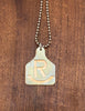 Ear Tag Pendant- HAND CUT - we hand cut Ranch or Cattle Brands in Brass, Nickel or Copper