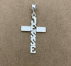 Hand Cut Letters on Cross Necklace