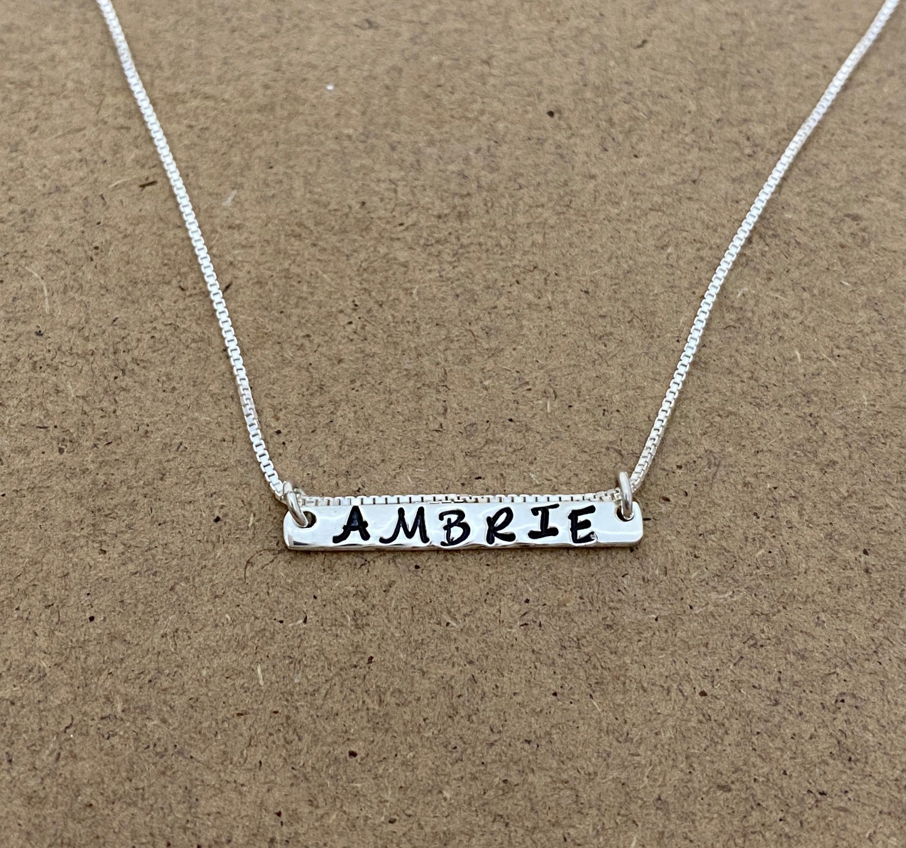 Hand Stamped Bar Necklaces in Sterling Silver