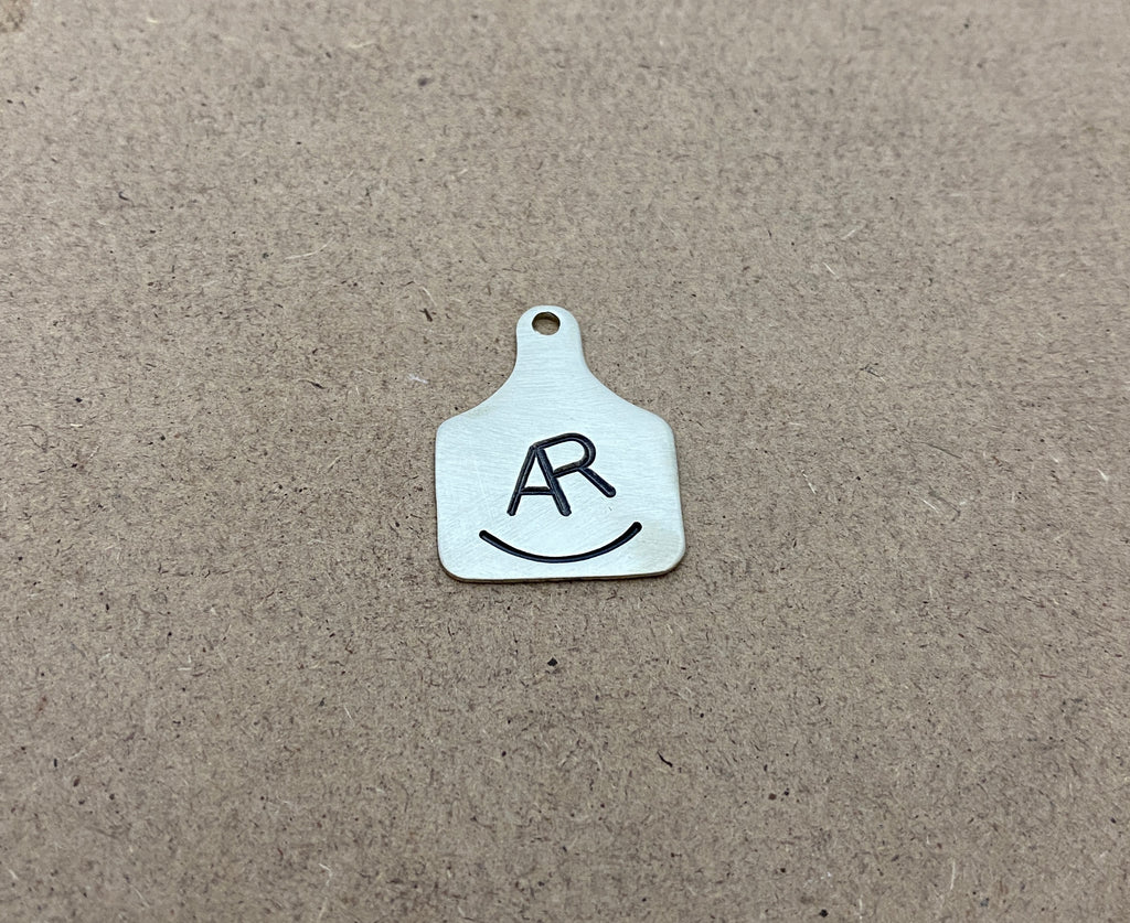 Ear Tag Pendant - Hand stamped