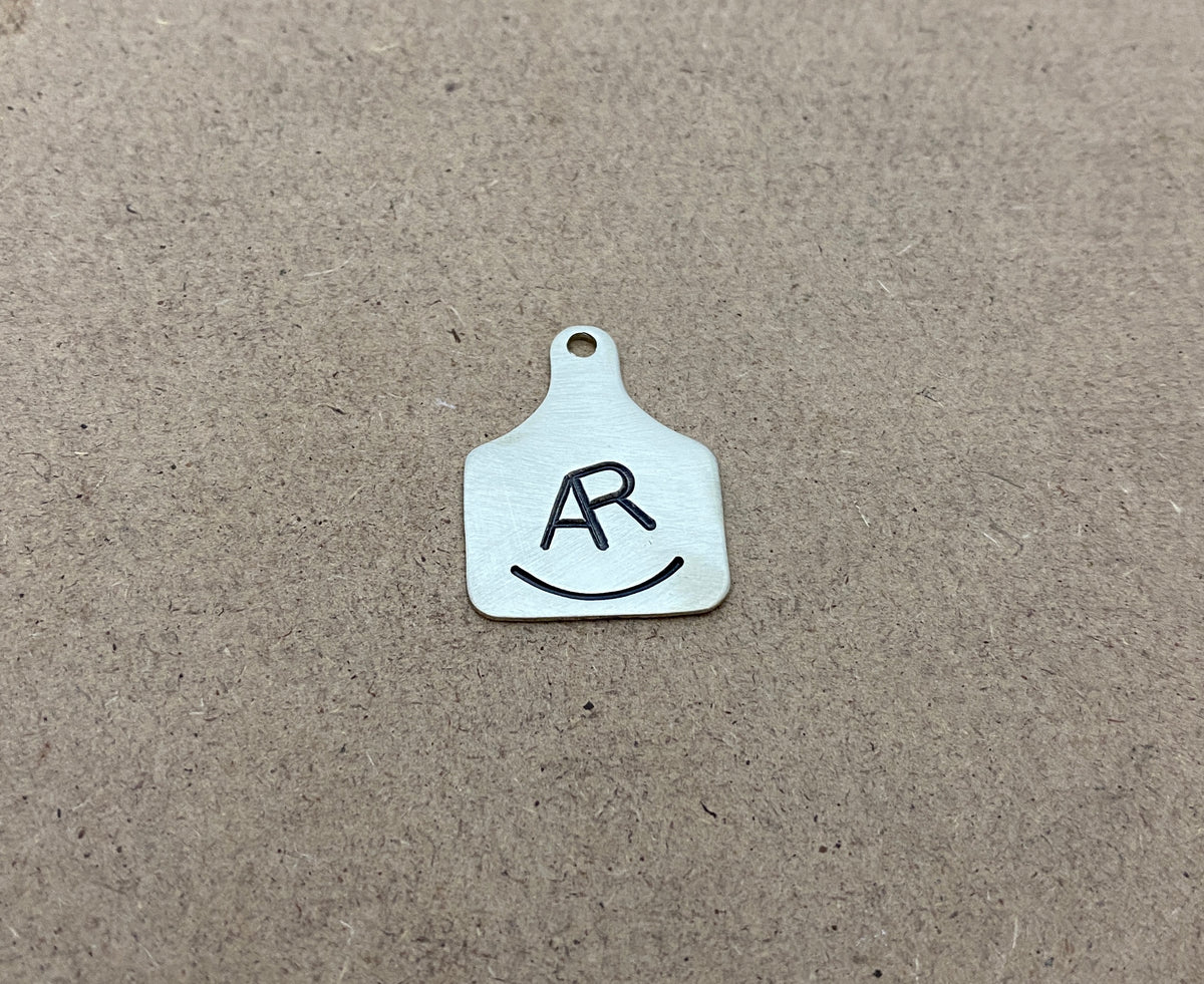 Ear Tag Pendant - Hand stamped