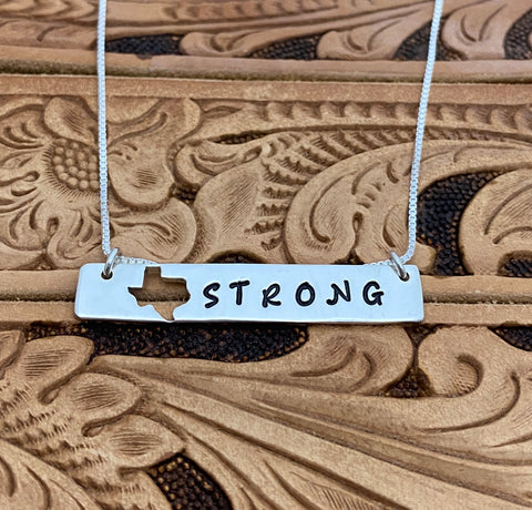 Texas Strong Bar Necklace in Sterling Silver