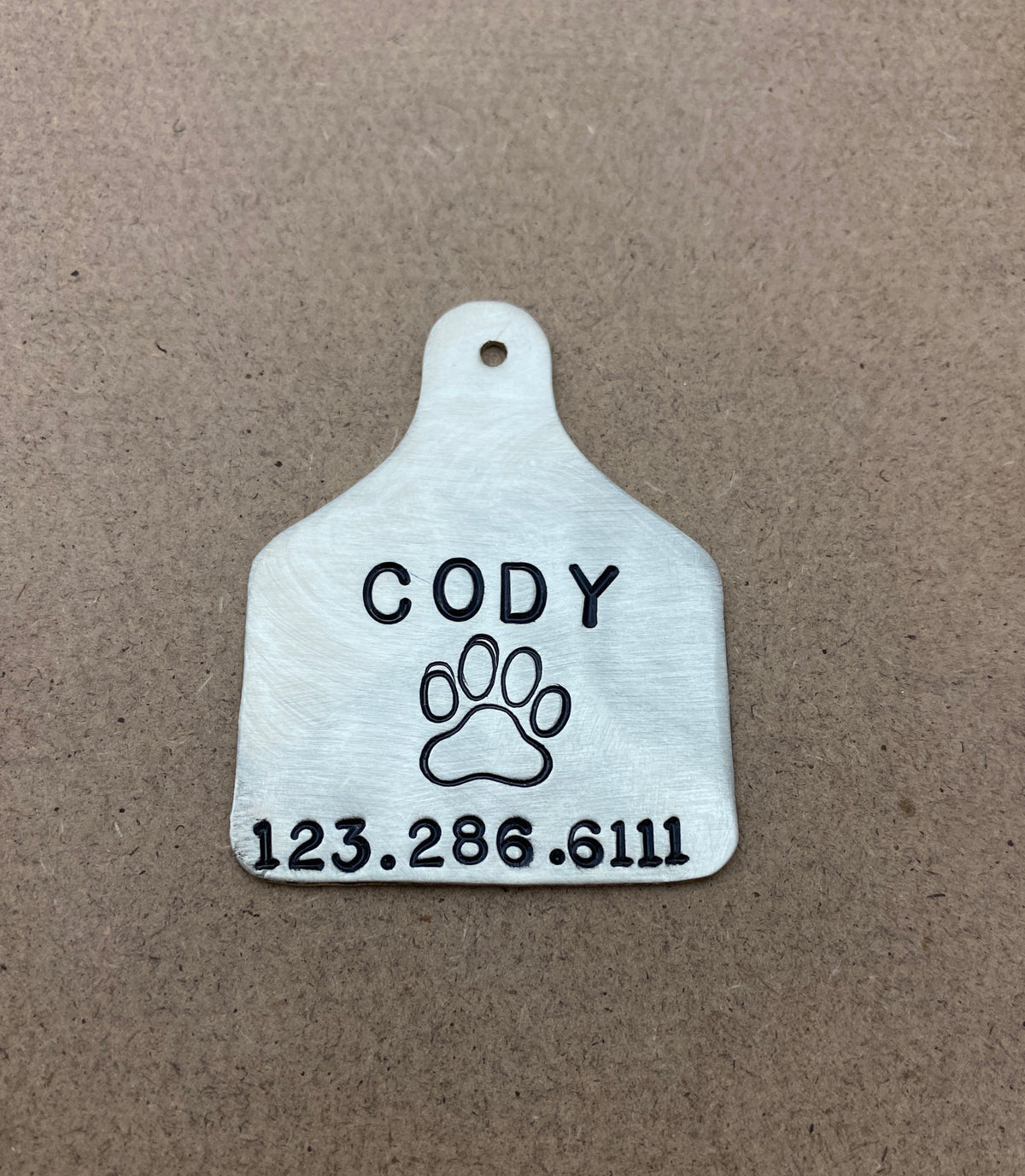 Ear Tag Pendant - Hand stamped