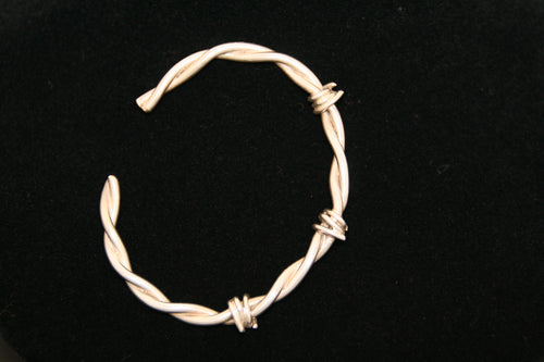 Barbed Wire Cuff Bracelet in Nickel - Female -Large