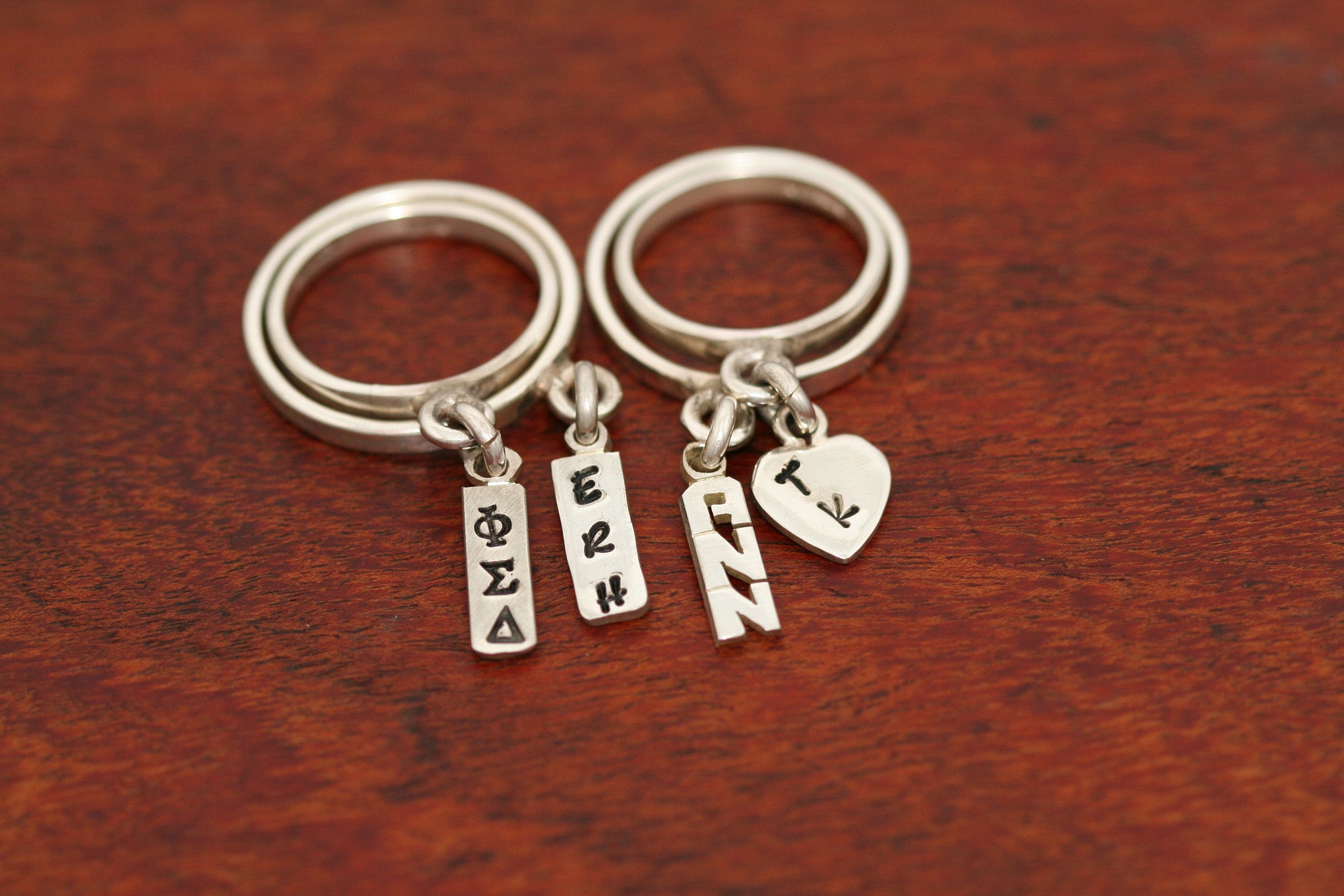Charm Rings-Personalized with Handcut Initials