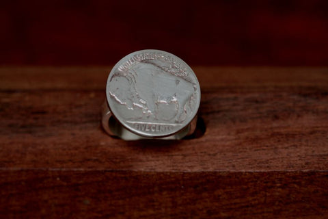 Buffalo or Indian Coin on a Sterling Silver Band Ring