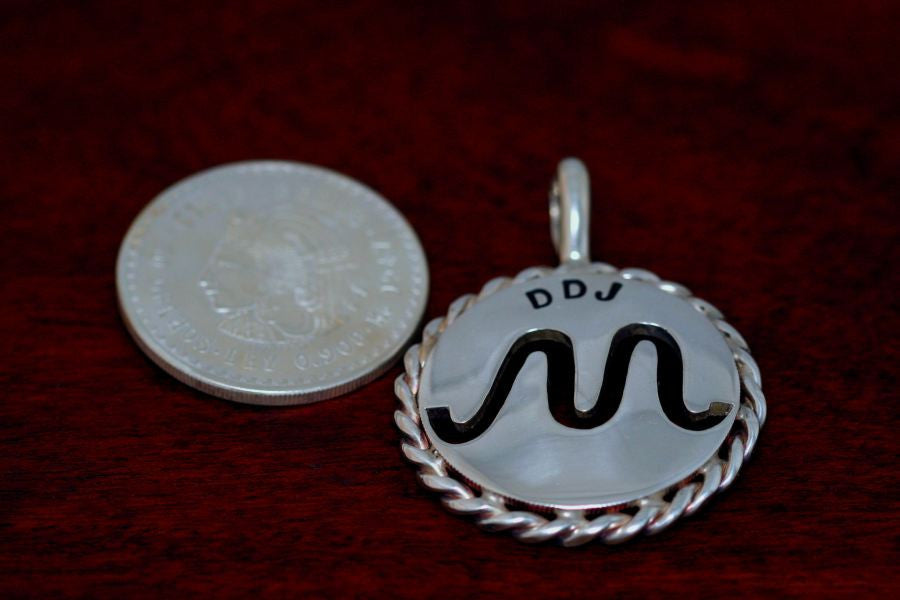 Brand Pendant - Cinco Peso Coin with Rope Trim 