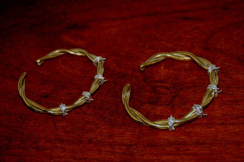 Barbed Wire Cuff Bracelet in Brass - Female -Large