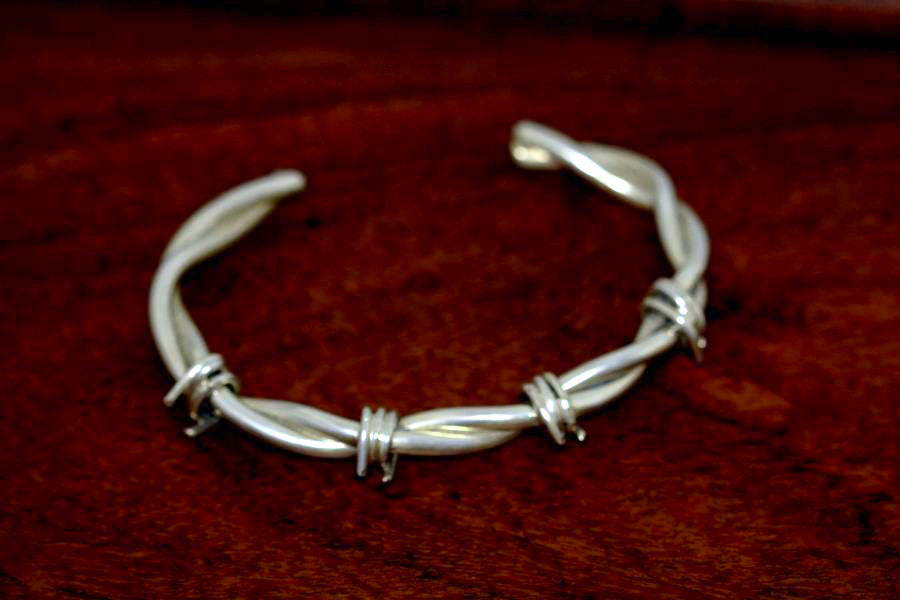 Barbed Wire Bracelet in Sterling - Female -Small