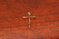Barbed Wire Cross Pendant in Brass - Mini