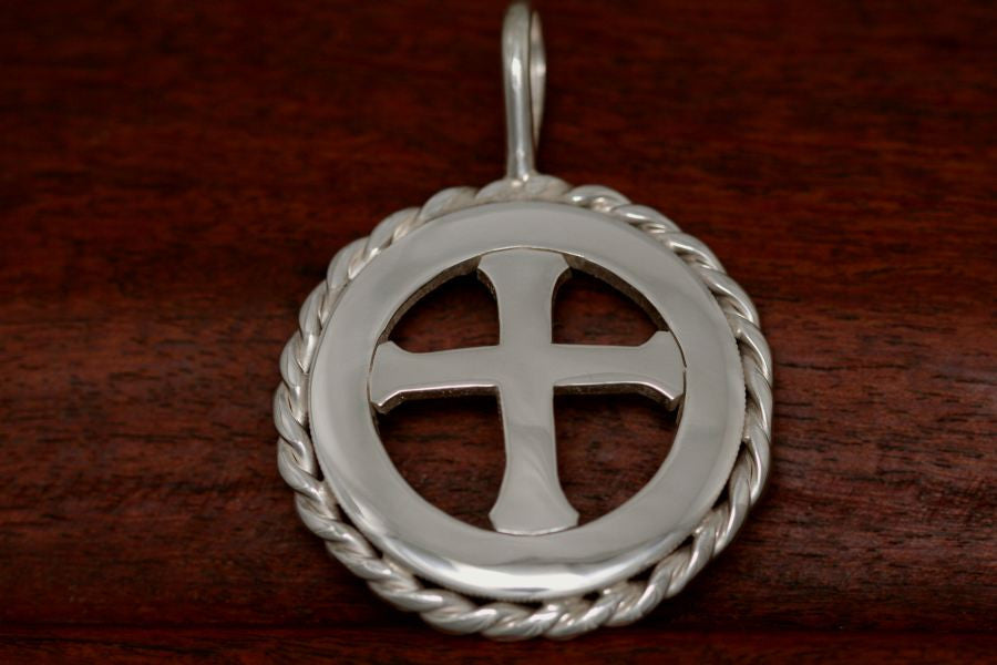 Cinco Peso Coin with Rope - with a Cross