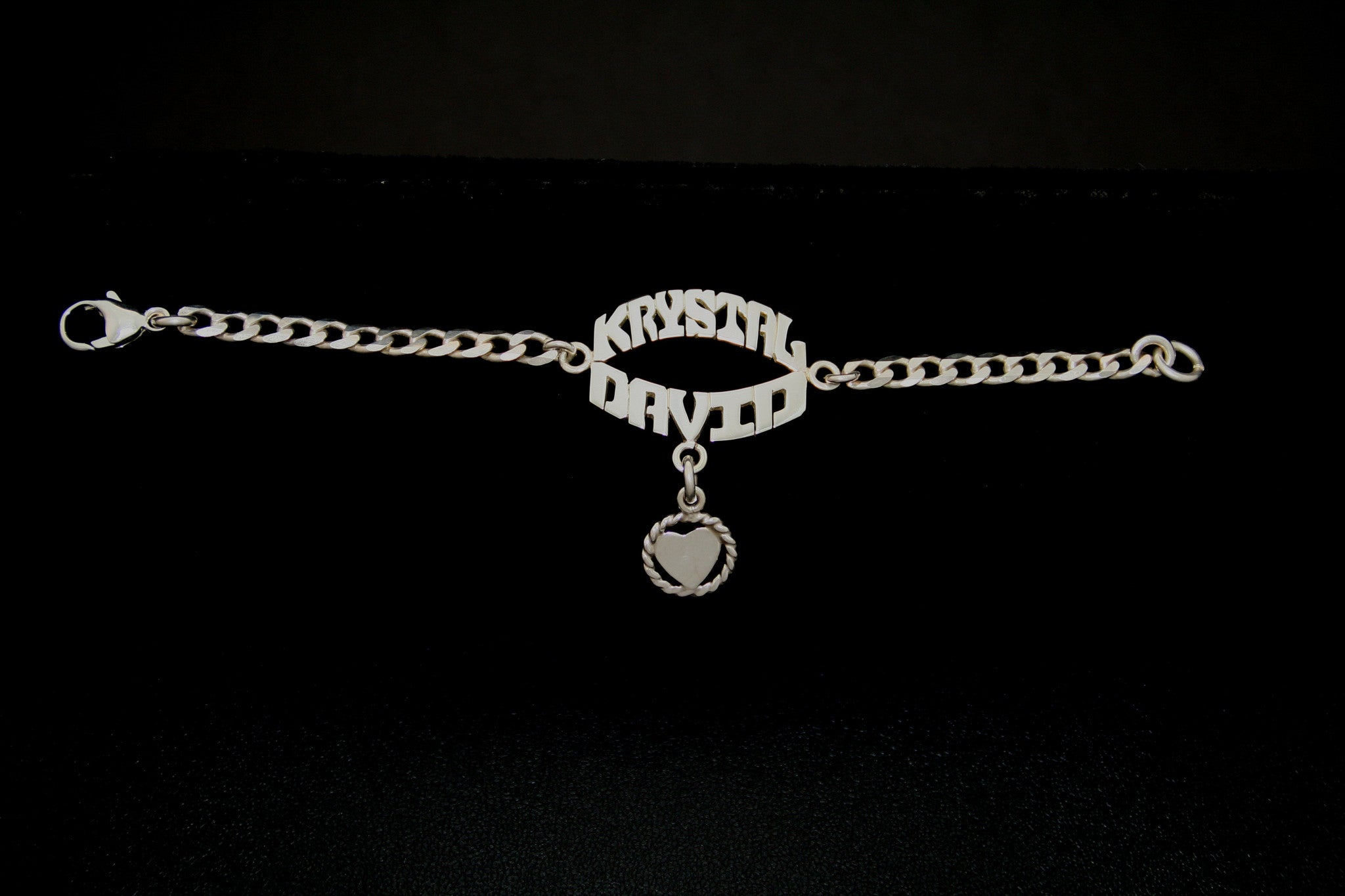 Double Name Bracelet on a Sterling Silver Chain