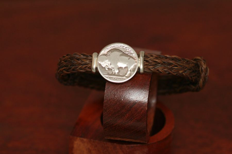 Buffalo Coin on an Endless Horsehair Bracelet