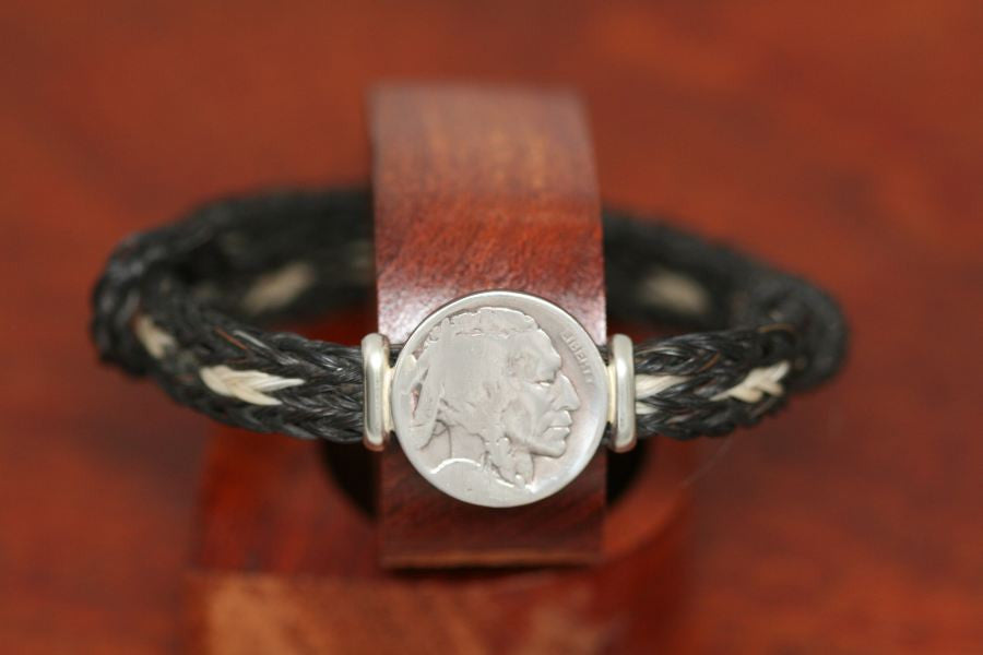 Indian Coin on an Endless Horsehair Bracelet