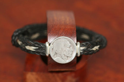 Indian Coin on an Endless Horsehair Bracelet