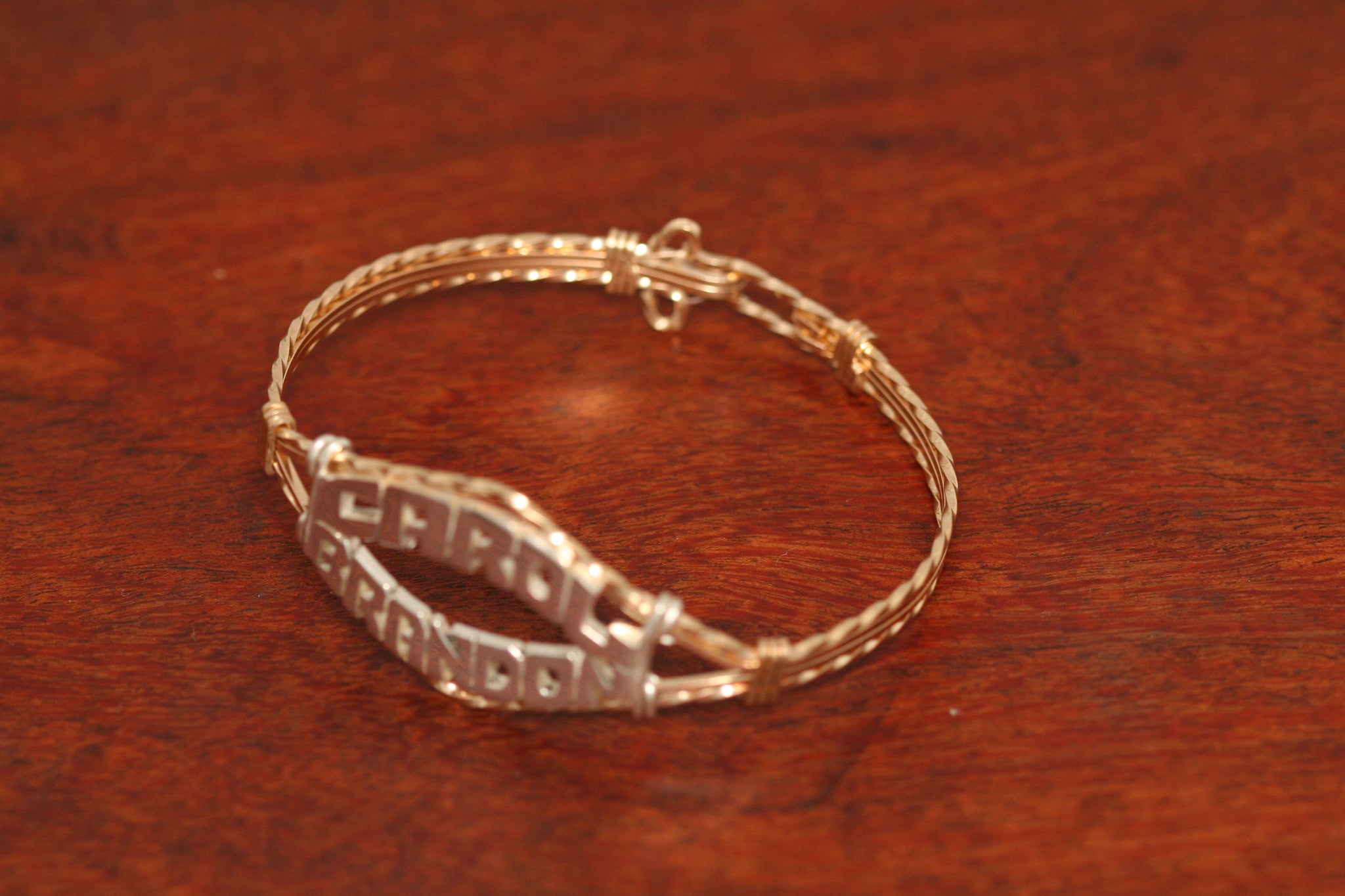 Gold-Filled Wire Bracelet with SS Double Name