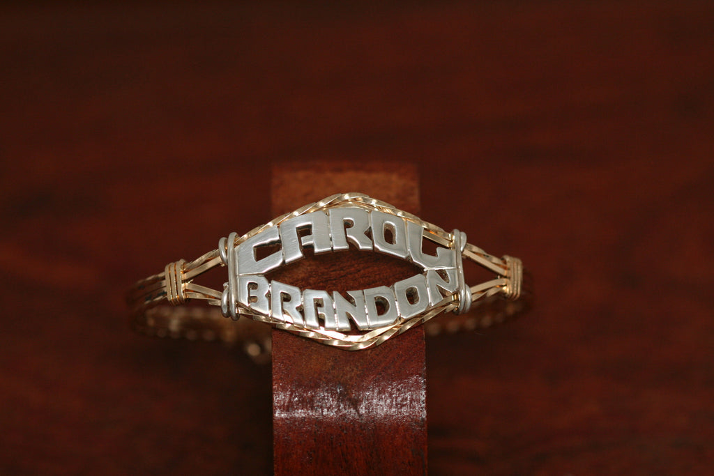 Gold-Filled Wire Bracelet with SS Double Name