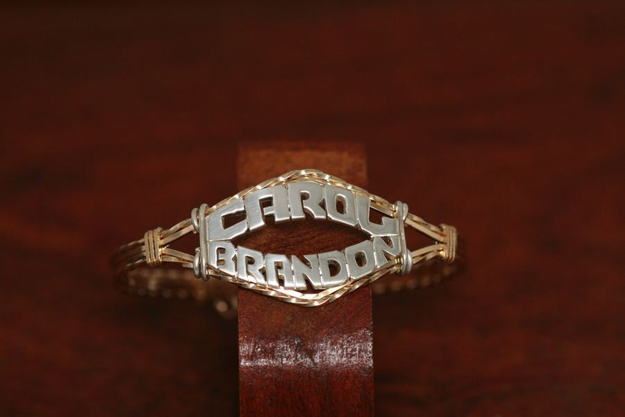 Gold-Filled Wire Bracelet with SS Double Name
