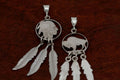 Hand cut Buffalo or Indian Coin Earrilngs with Feathers