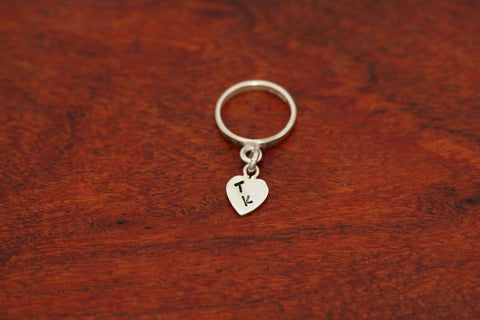 Heart Charm Ring - Stamped