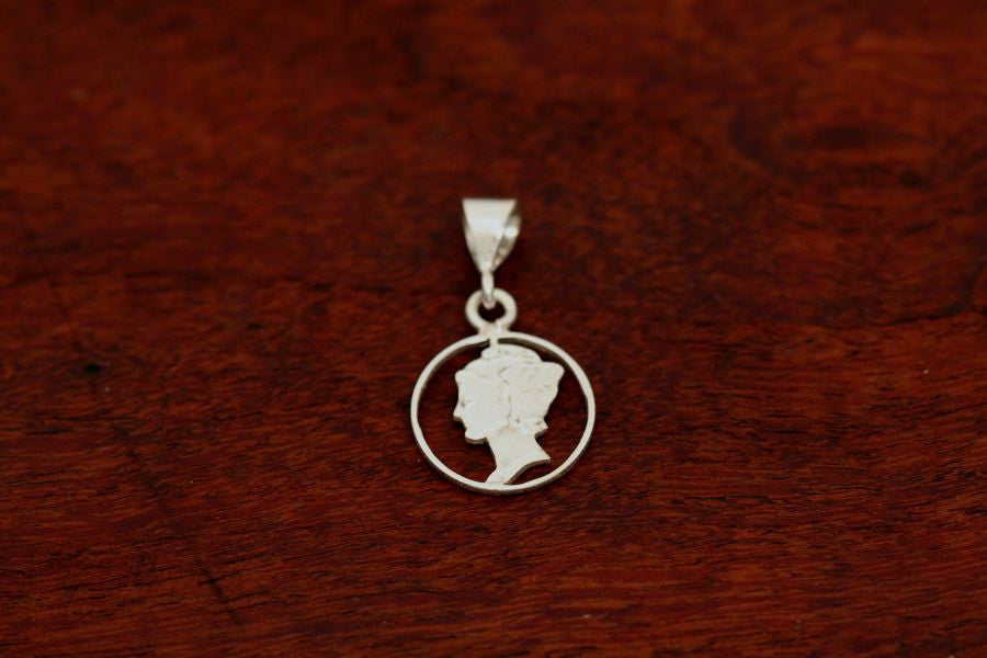 Mercury Dime Coin Pendant - Handcut
