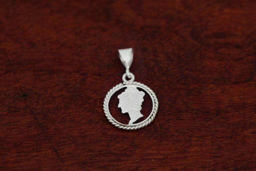 Mercury Dime Coin Pendant - Handcut with Sterling Silver Rope