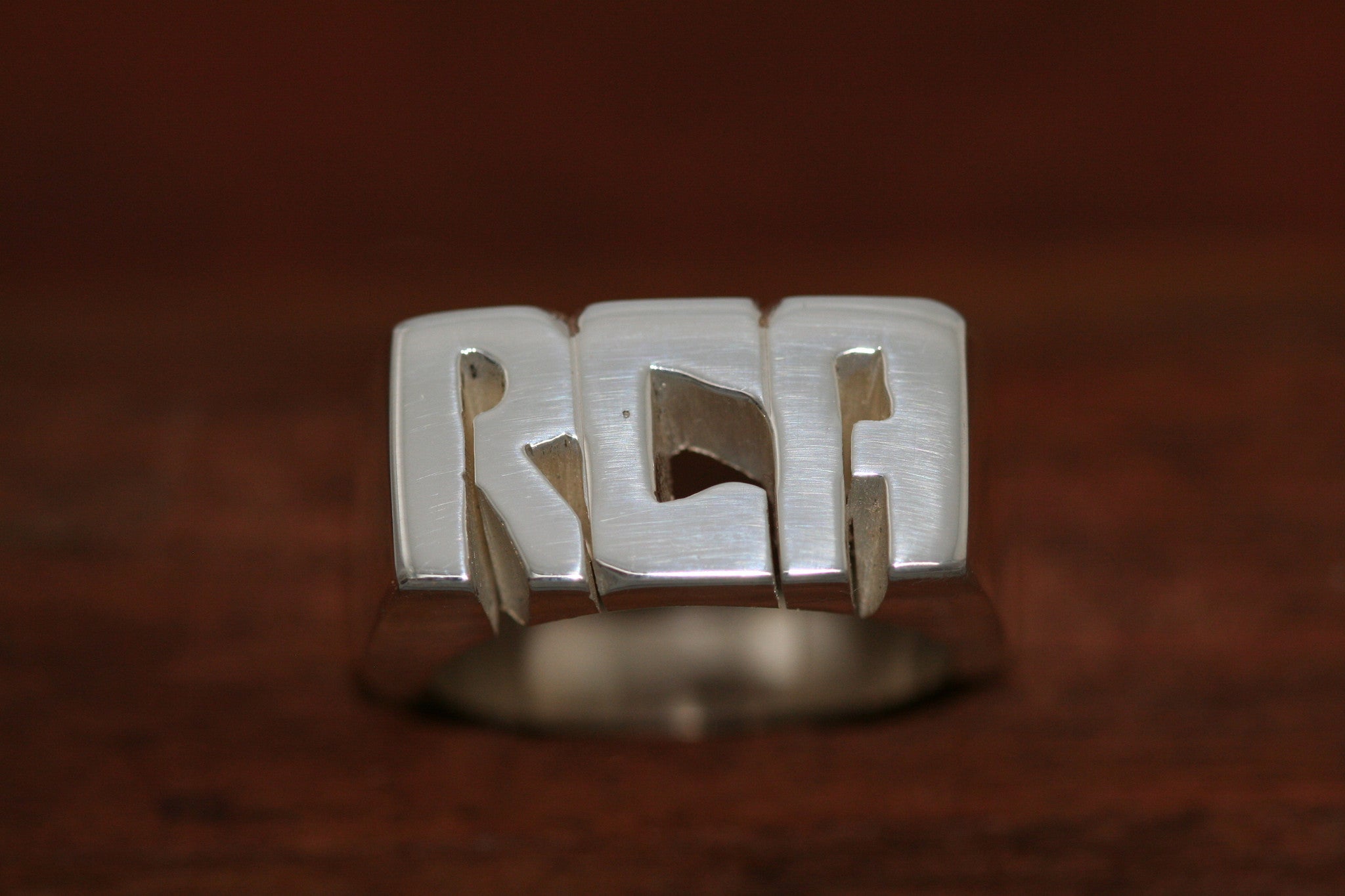 Hand carved  Extra Heavy Sterling Silver Ring -with  hand cut name
