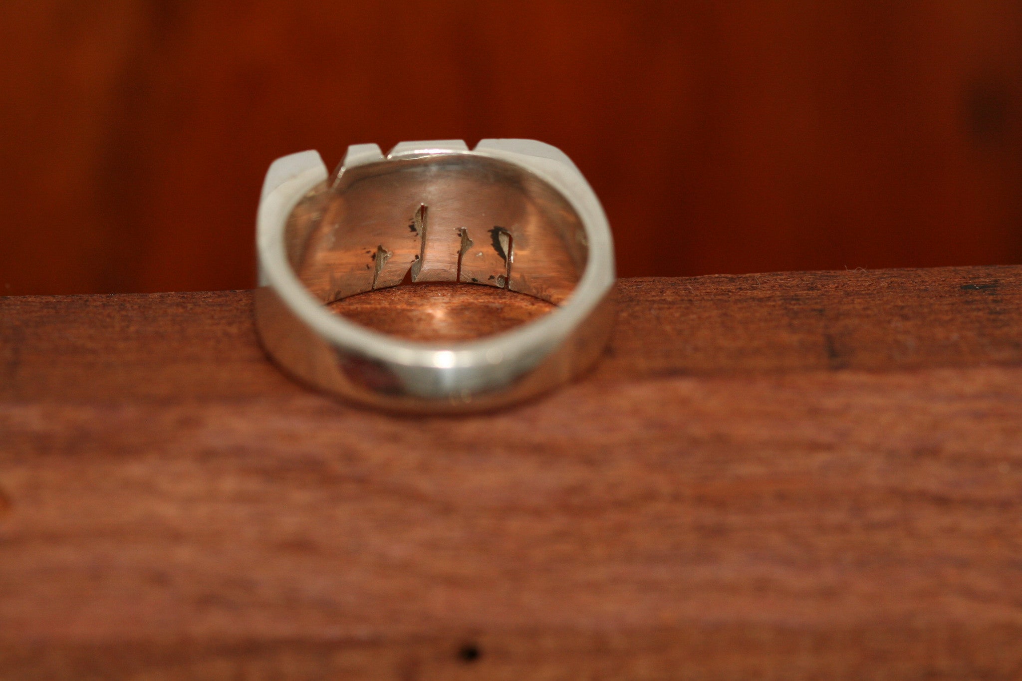 Hand carved  Extra Heavy Sterling Silver Ring -with  hand cut name