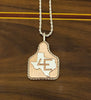 Ear Tags in Copper with Brand in Texas and Sterling Rope Trim