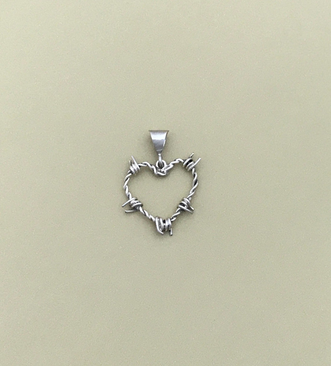 Barbed Wire Heart Pendant in Sterling - Mini
