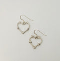 Barbed Wire Heart Earrings in Sterling - Mini