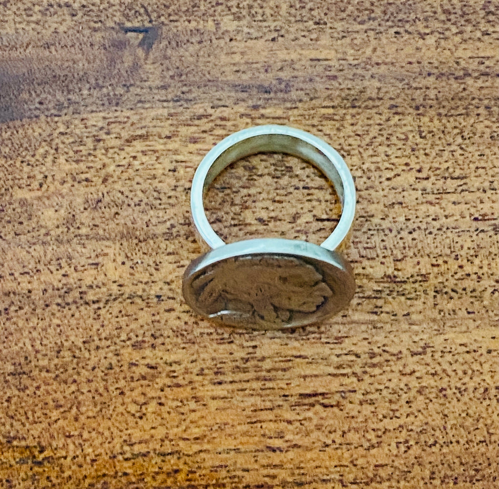 Buffalo or Indian Coin on a Sterling Silver Band Ring