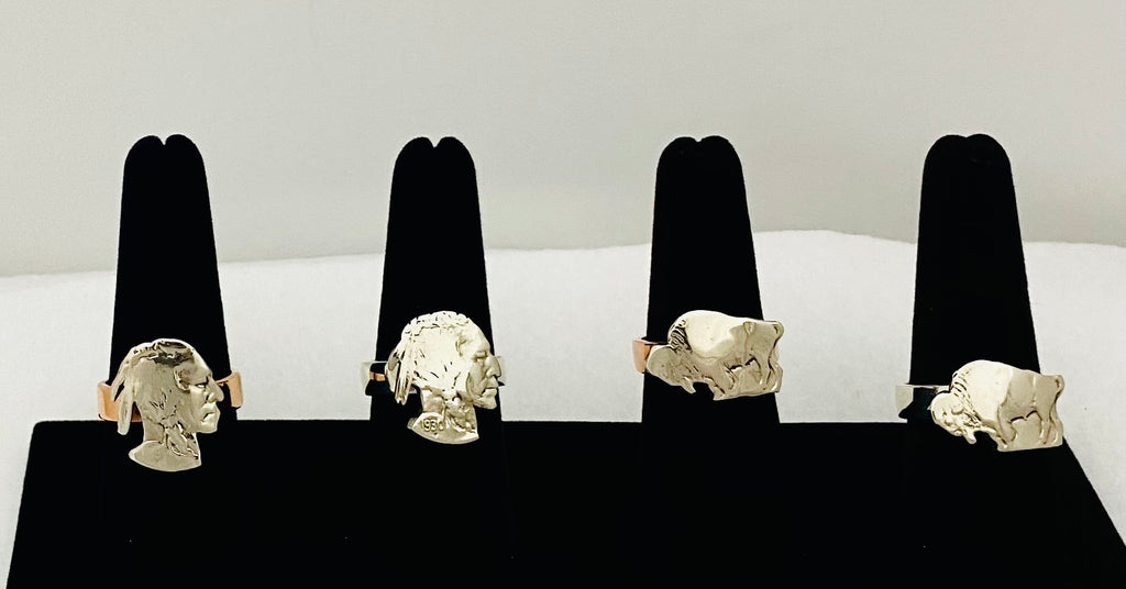 Buffalo & Indian Silhouette On Wedding Band Ring
