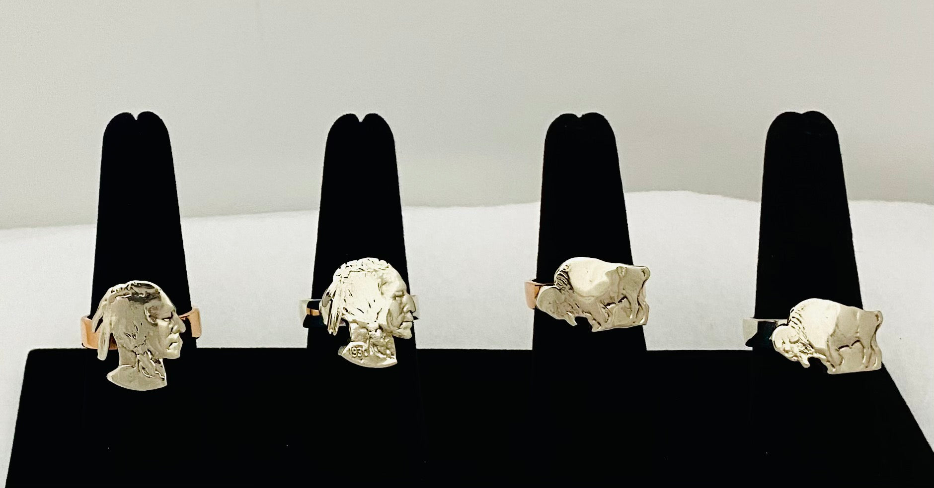 Buffalo & Indian Silhouette On Wedding Band Ring