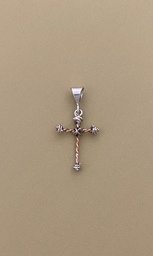 Barbed Wire Cross Pendant in Copper Mini – Ambriz Jewelry