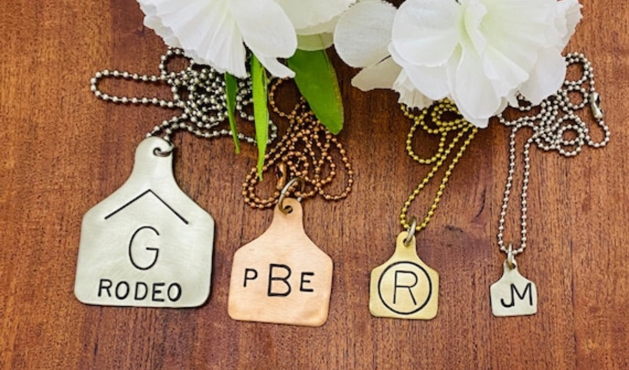 Ear Tag Pendant - Hand stamped
