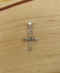Barbed Wire Cross Pendant in Sterling - Mini
