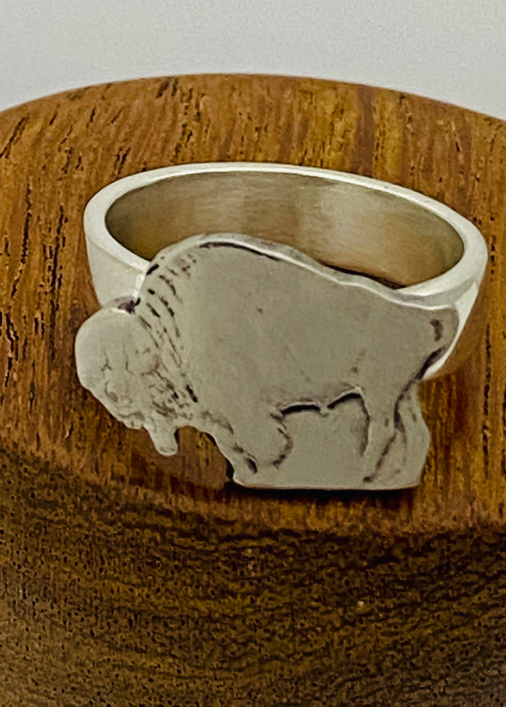 Buffalo & Indian Silhouette On Wedding Band Ring